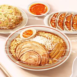 This is a pixiv picture whose title is ラーメンセット.