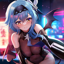 This is a pixiv picture whose title is Cyberpunk Succubus Eula.