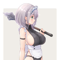 This is a pixiv picture whose title is メイド水着団長.