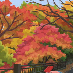 This is a pixiv picture whose title is 紅葉狩り.