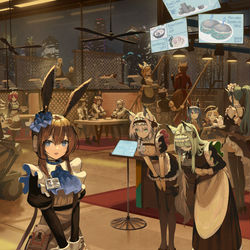 This is a pixiv picture whose title is ロドスのメイド喫茶.