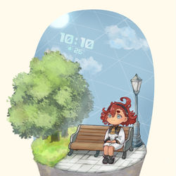 This is a pixiv picture whose title is 10時10分、待ち人来たる.