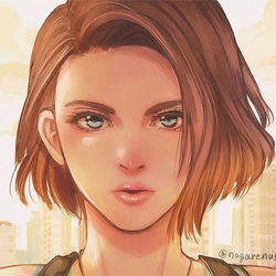 This is a pixiv picture whose title is たまに描くリアル調なジル（＋制作過程）.