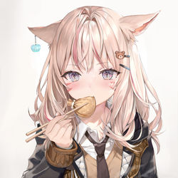 This is a pixiv picture whose title is おでんを食べるミコッテ.