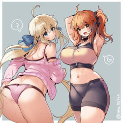 This is a pixiv picture whose title is キャストリアとぐだ子が無意識に誘惑してくる絵.