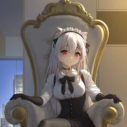This is a pixiv picture whose title is 猫耳メイド.