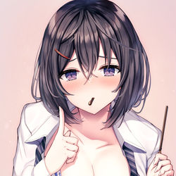 This is a pixiv picture whose title is 幼馴染とポッキーゲーム.