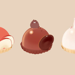 This is a pixiv picture whose title is 三種のミニケーキ.