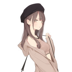 This is a pixiv picture whose title is 肩見せガーリー.