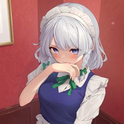 This is a pixiv picture whose title is 照れ咲夜.