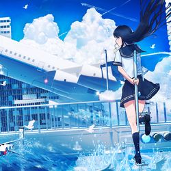 This is a pixiv picture whose title is 青い空.