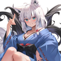 This is a pixiv picture whose title is 九尾の白上.