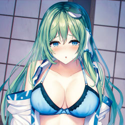 This is a pixiv picture whose title is 下着早苗さん.