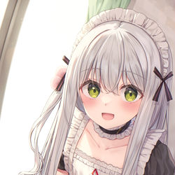 This is a pixiv picture whose title is メイド服でご奉仕.