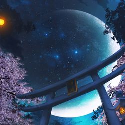 This is a pixiv picture whose title is 夜月.