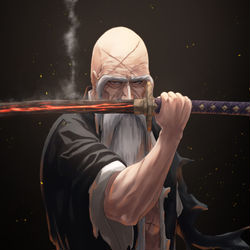 This is a pixiv picture whose title is 残火の太刀.
