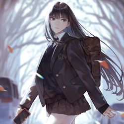 This is a pixiv picture whose title is 駅前交差点で.