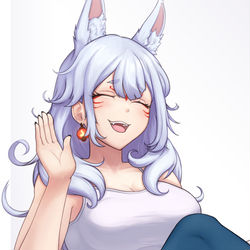 This is a pixiv picture whose title is 狐坂ニナ | Nina's feetcam stream.