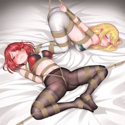This is a pixiv picture whose title is [CM] Mythra and Pyra DID.