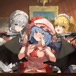 This is a pixiv picture whose title is 妹の手料理(激辛)を堪能する姉.