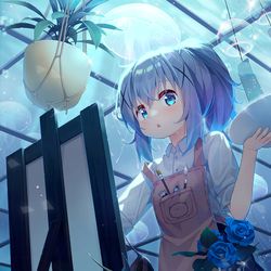 This is a pixiv picture whose title is お絵描き中のチノちゃん.