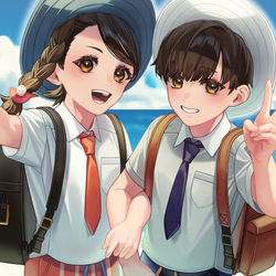 This is a pixiv picture whose title is Scarlet&Violet.