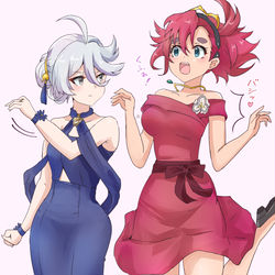 This is a pixiv picture whose title is ミオリネに背中を叩かれるスレッタ.