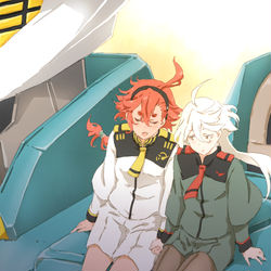 This is a pixiv picture whose title is エアリアルの肩に乗ってるふたりを描きたかったんだ.