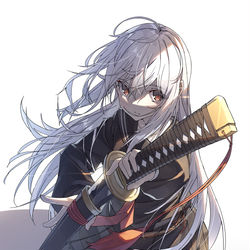 This is a pixiv picture whose title is 黒セーラー刀.