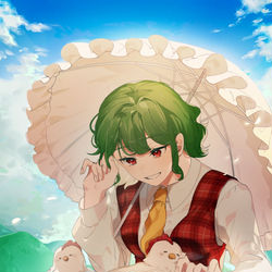 This is a pixiv picture whose title is にわとりと幽香さん.