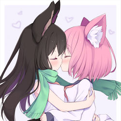 This is a pixiv picture whose title is 【リクエスト】キツネちゃんとネコちゃん.