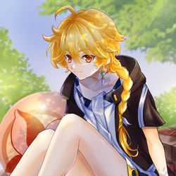 This is a pixiv picture whose title is いいふとももの日.