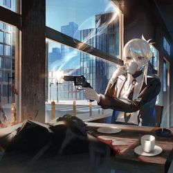 This is a pixiv picture whose title is 話にならない.