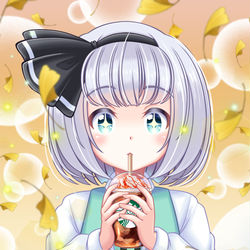 This is a pixiv picture whose title is 妖夢ちゃんにスタバを奢りたい.