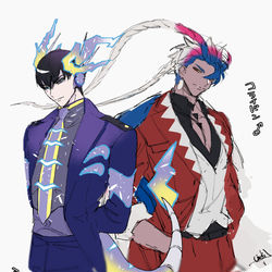 This is a pixiv picture whose title is コライドン、ミライドン擬人化♂.
