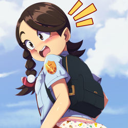 This is a pixiv picture whose title is Checking whats under the shorts.