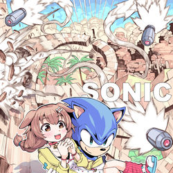This is a pixiv picture whose title is ソニック＆ころね.