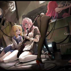 This is a pixiv picture whose title is 玩儿godknows梗的孤独摇滚.