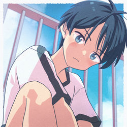 This is a pixiv picture whose title is 雨を告げる漂流団地.