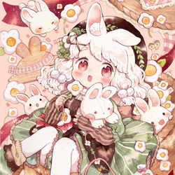 This is a pixiv picture whose title is バスケット入りうさちゃんズ.