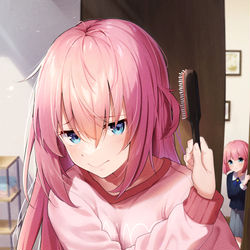 This is a pixiv picture whose title is アホ毛を梳かしたいぼっちちゃん.