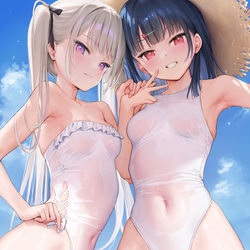 This is a pixiv picture whose title is 透けおなか.