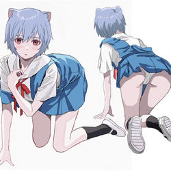 This is a pixiv picture whose title is 綾波ネコ.
