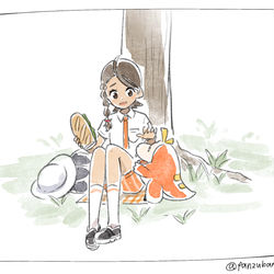 This is a pixiv picture whose title is はいはい半分こね.