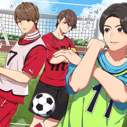 This is a pixiv picture whose title is サッカー×ライダー.