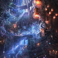 This is a pixiv picture whose title is ｢十三階は月光」.