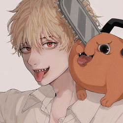 This is a pixiv picture whose title is デンジとポチタ.