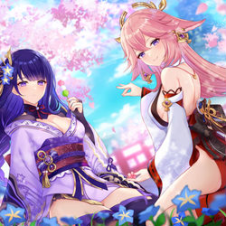 This is a pixiv picture whose title is 花見.