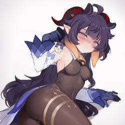 This is a pixiv picture whose title is Ina in Ganyu's outfit.