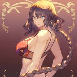 This is a pixiv picture whose title is 下着モデル「ヘファイスティオンさん」.